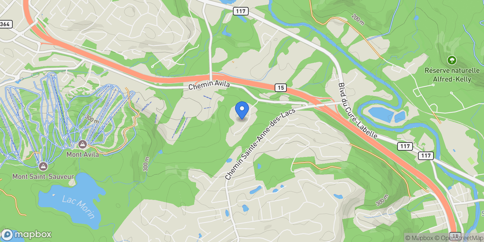 Map showing 313 Ch. du Versant, Piedmont, Quebec, Canada.