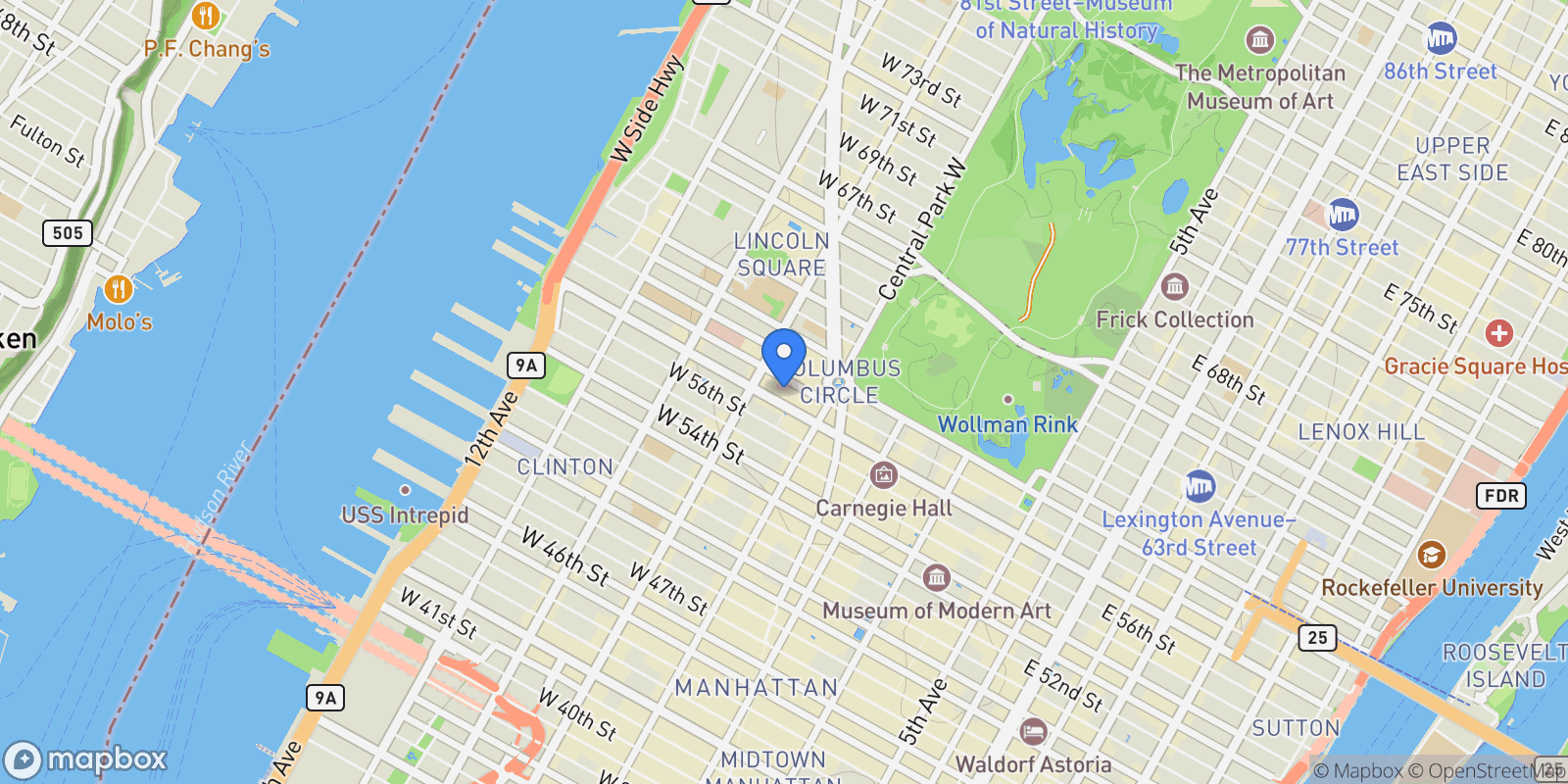 Map showing The Westmore, 333 W 57TH ST, New York, New York, United States.