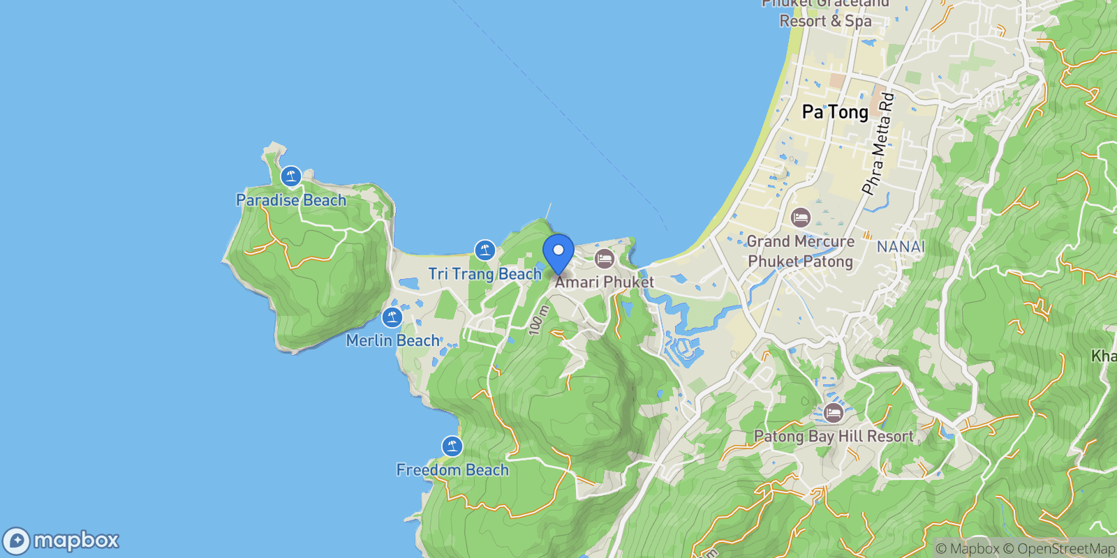 Map showing 8, 1 Muen-Ngern Rd, Tambon Patong, Amphoe Kathu, Chang Wat Phuket 83150, Thailand, Pa Tong, Phuket, Thailand.