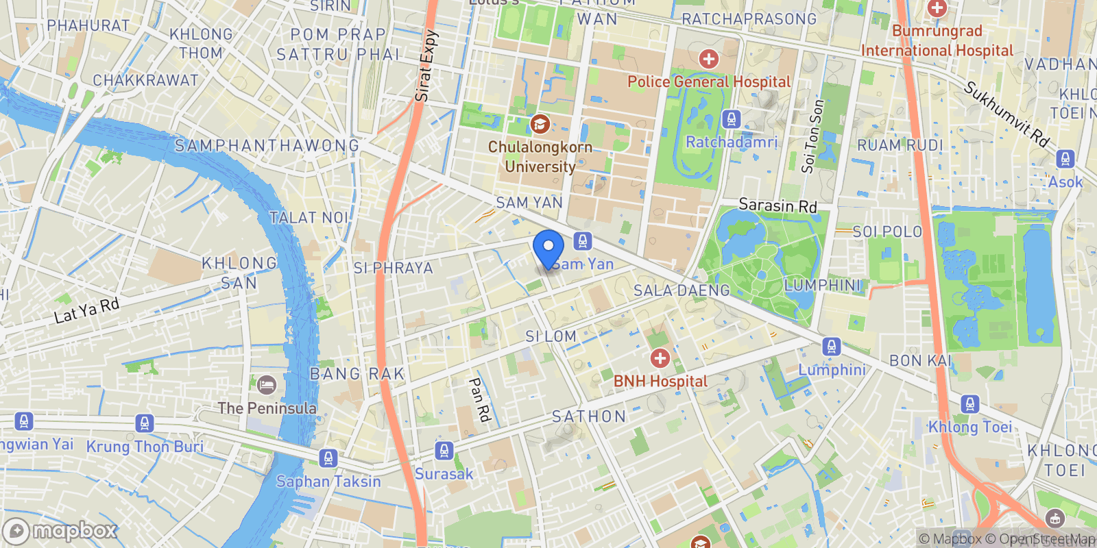 Map showing 75 Sap Rd, Khwaeng Si Phraya, Khet Bang Rak, Krung Thep Maha Nakhon 10500, Thailand, Si Phraya, Bangkok, Thailand.