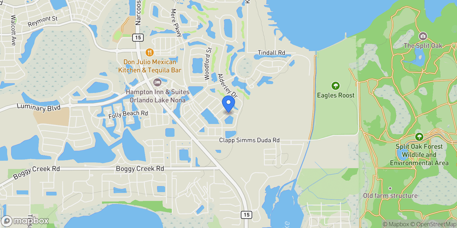 Map showing 10652 WOODROW DR, Orlando, Florida, United States.