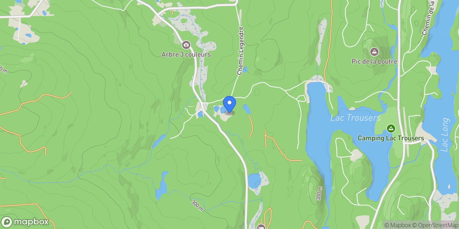Map showing 8 Ch. Robert-Savoie, Saint-Étienne-de-Bolton, Quebec, Quebec, Canada.