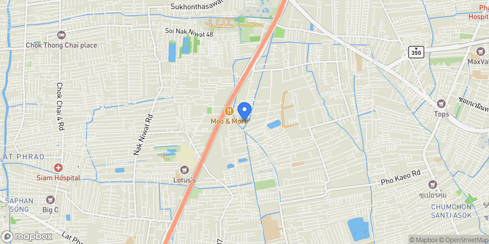 Map showing 100, 57 Soi Mu Ban Private Nerwana, Khwaeng Khlong Chan, Khet Bang Kapi, Krung Thep Maha Nakhon 10240, Thailand, Khlong Chan, Krung Thep Maha Nakhon, Thailand.