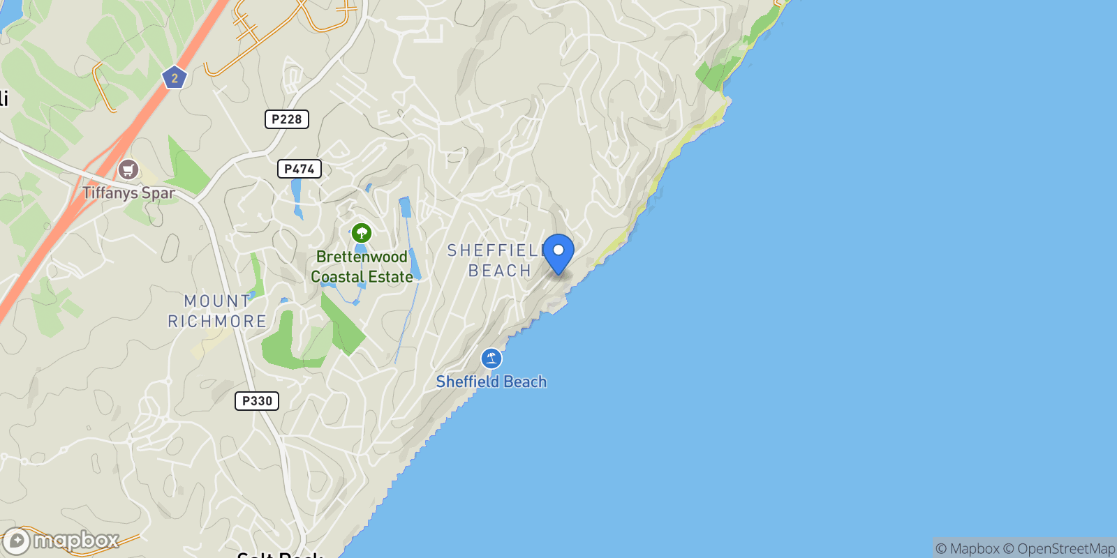 Map showing 17A  Llewellyn Drive, Dolphin Coast, KwaZulu-Natal, South Africa.