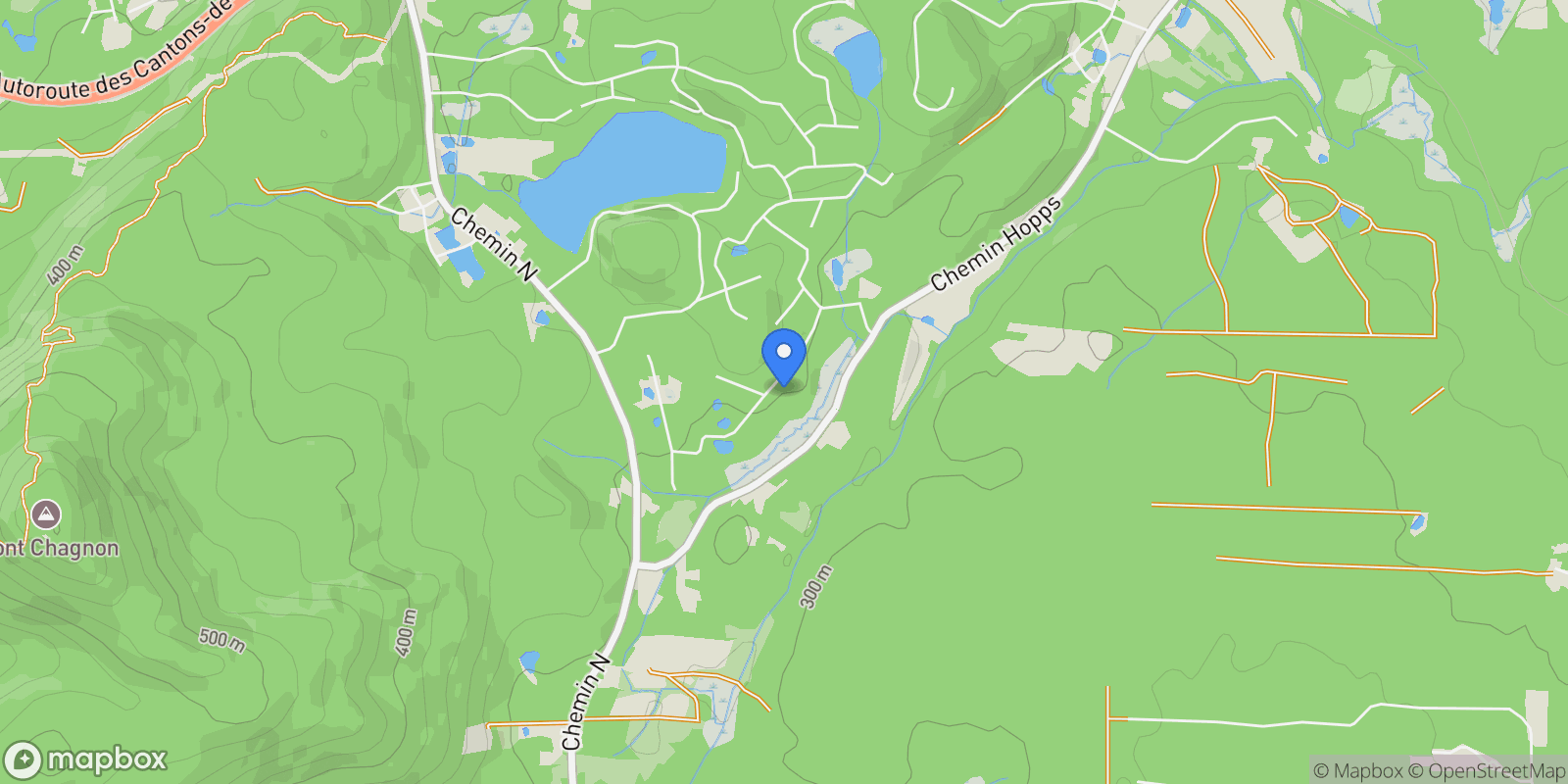 Map showing 18 Rue des Mélilots, Austin, Quebec, Canada.