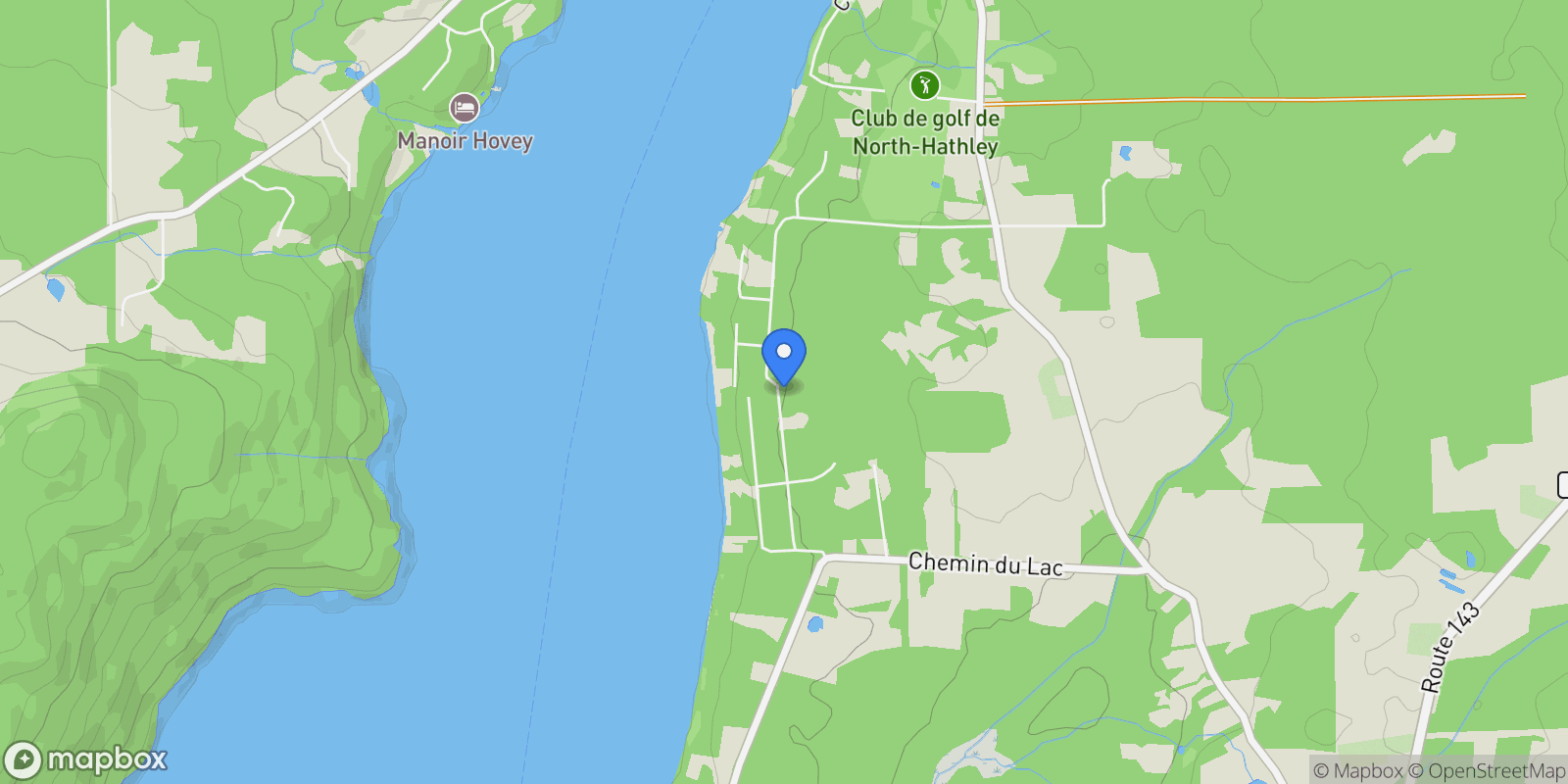 Map showing 114 Ch. de Hatley Acres, Hatley, Quebec, Quebec, Canada.