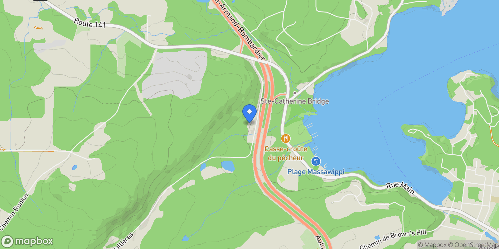 Map showing 30 Ch. Vallières, Sainte-Catherine-de-Hatley, Quebec, Canada.