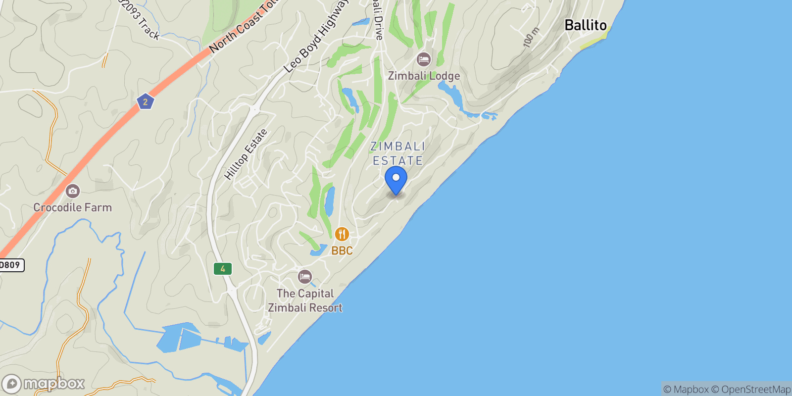 Map showing 12 Milkwood Dr, Zimbali Estate, Dolphin Coast, 4418, South Africa, Dolphin Coast, KwaZulu-Natal, South Africa.