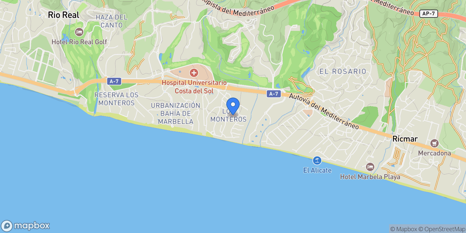 Map showing Marbella, Andalusia, Spain.