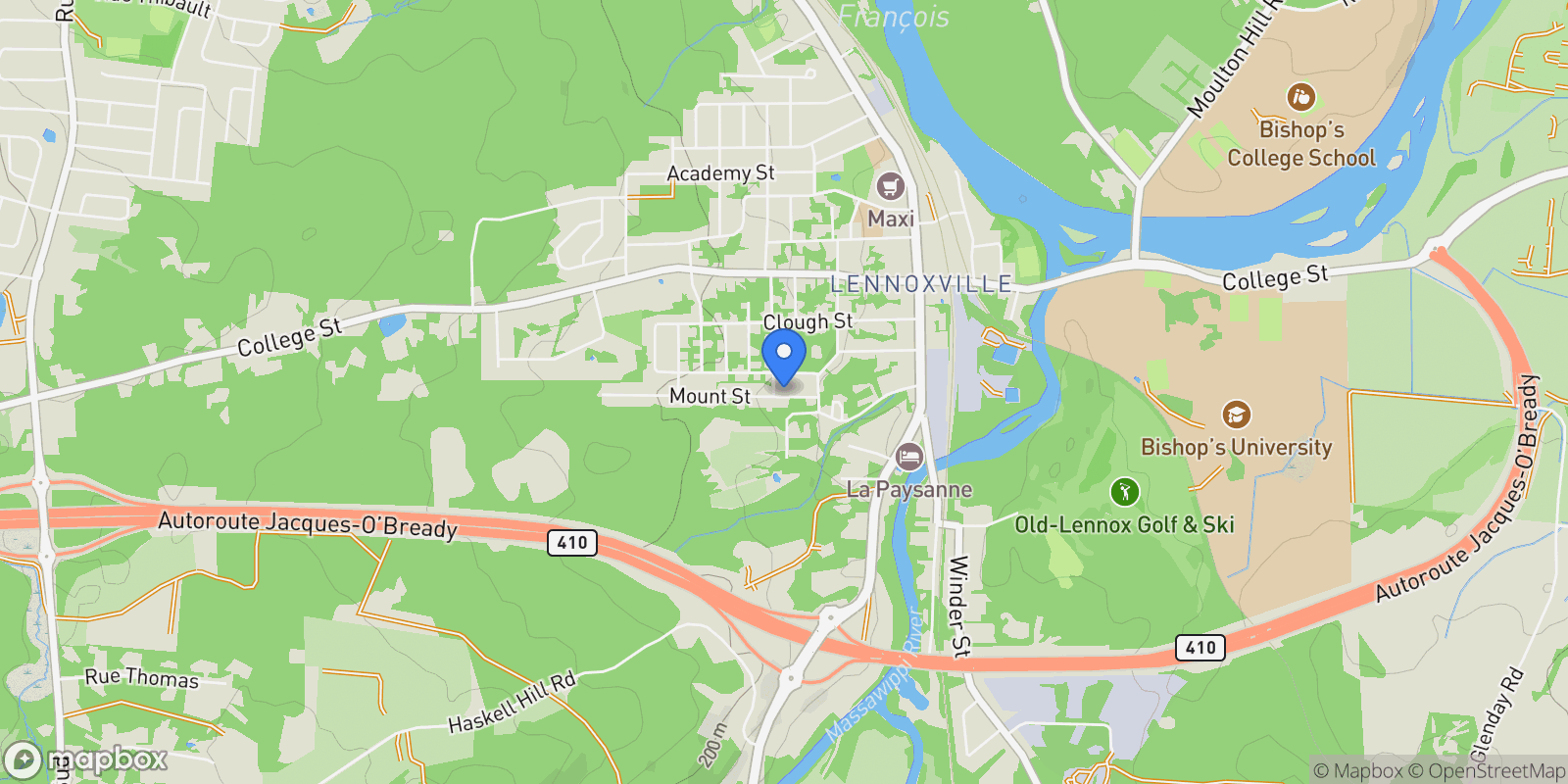 Map showing 10 Mtée Lapointe, Sherbrooke, Quebec, Canada.