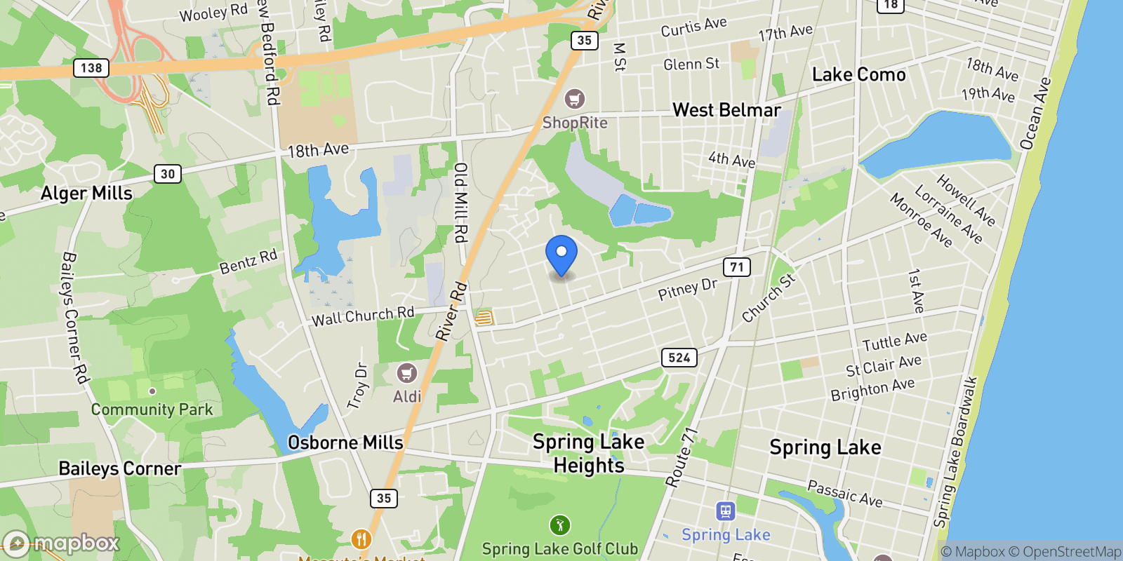 Map showing 2419 Kipling Avenue, Spring Lake Heights, NJ 07762, Spring Lake, New Jersey, United States.