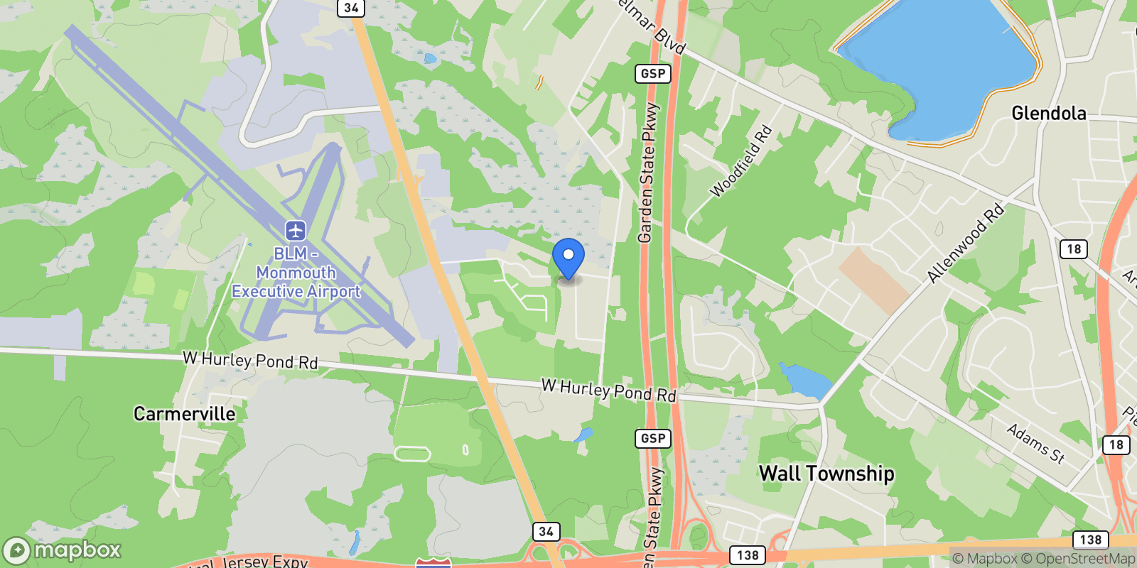Map showing 1721 Azure Drive, Wall Township, NJ 07719, Belmar, New Jersey, United States.