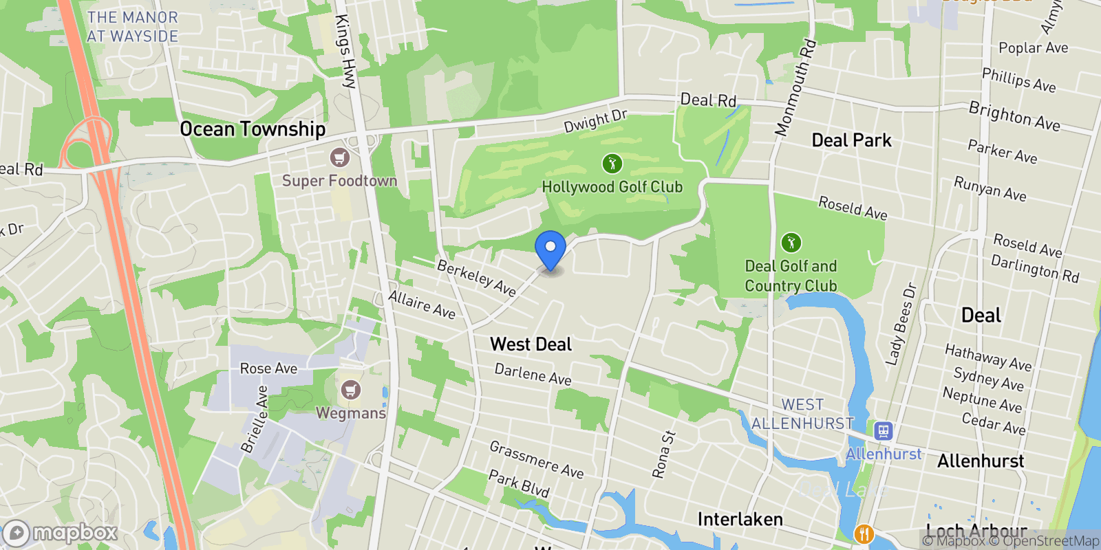 Map showing 901 Beverly Avenue, Ocean Township, NJ 07712, Asbury Park, New Jersey, United States.