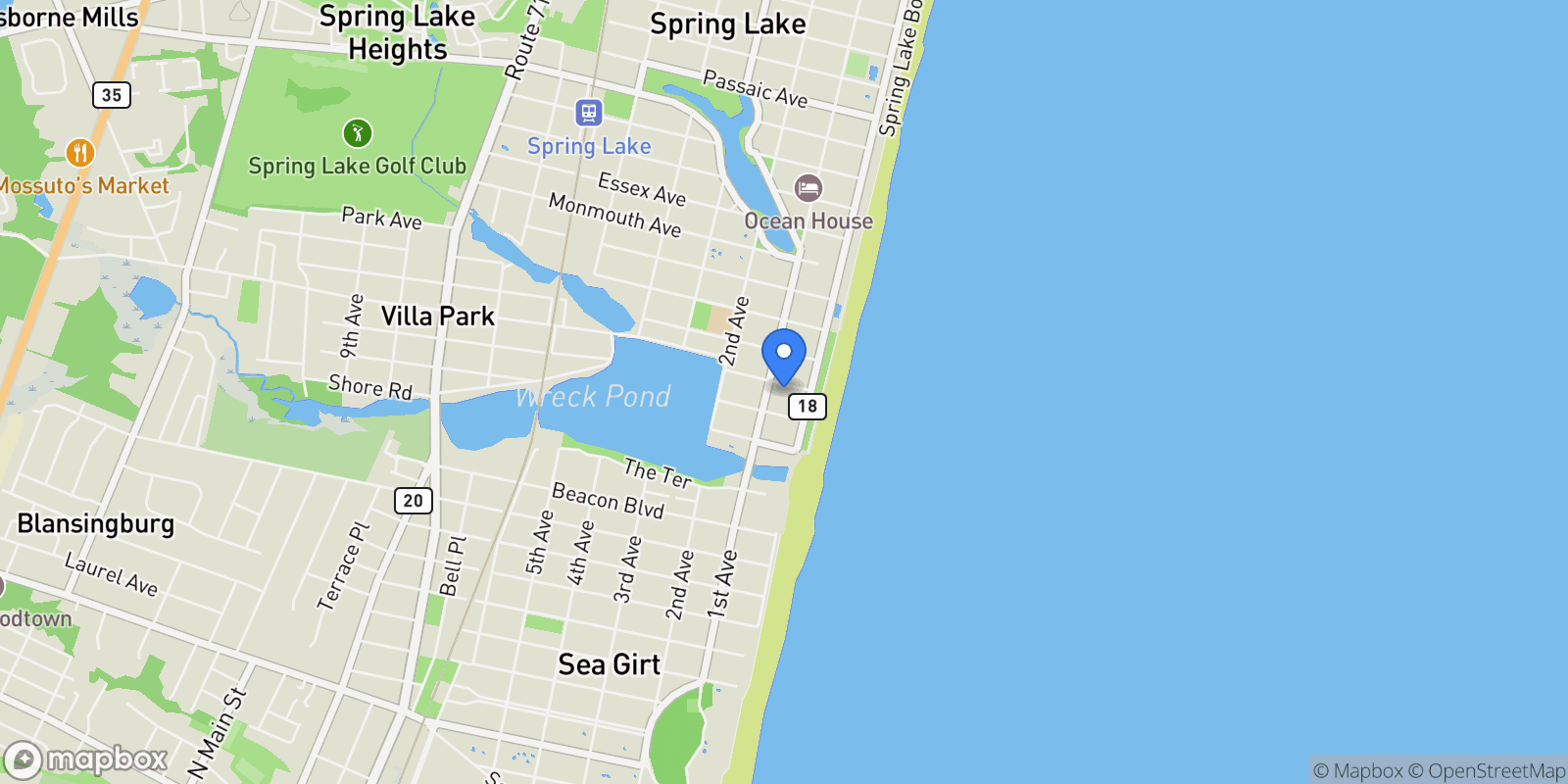 Map showing 11 Union Avenue, Spring Lake, NJ 07762, Spring Lake, New Jersey, United States.