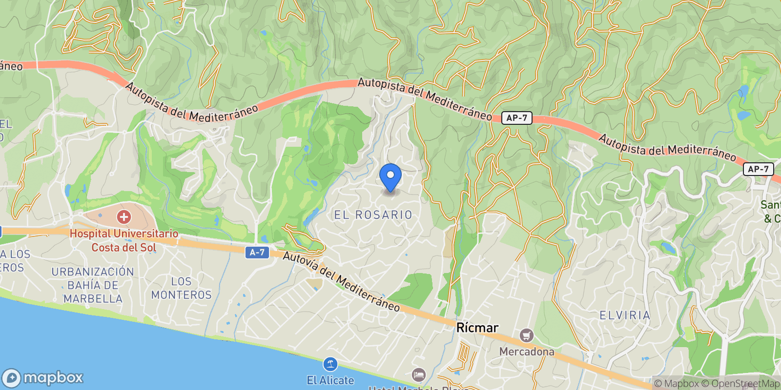 Map showing Marbella, Andalusia, Spain.