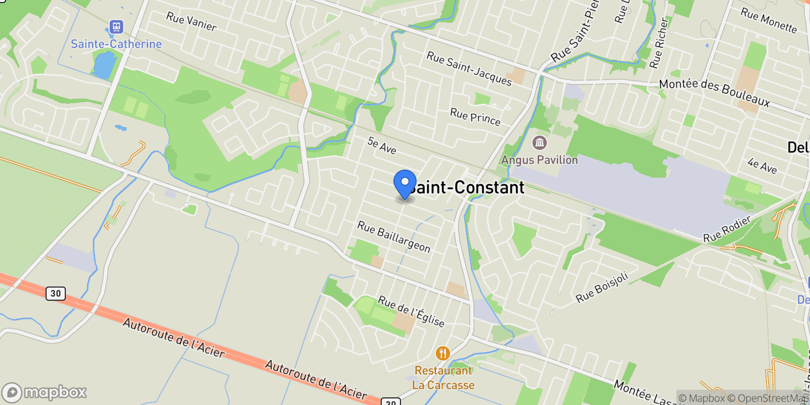 Map showing 2086Z Mtée Herdman, Saint-Constant, Quebec, Canada.