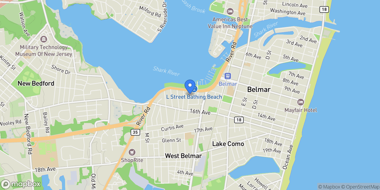 Map showing 1208 L Street, Belmar, NJ 07719, Belmar, New Jersey, United States.