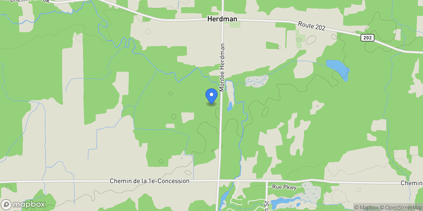 Map showing 2086 Mtée Herdman, Hinchinbrooke, Quebec, Canada.