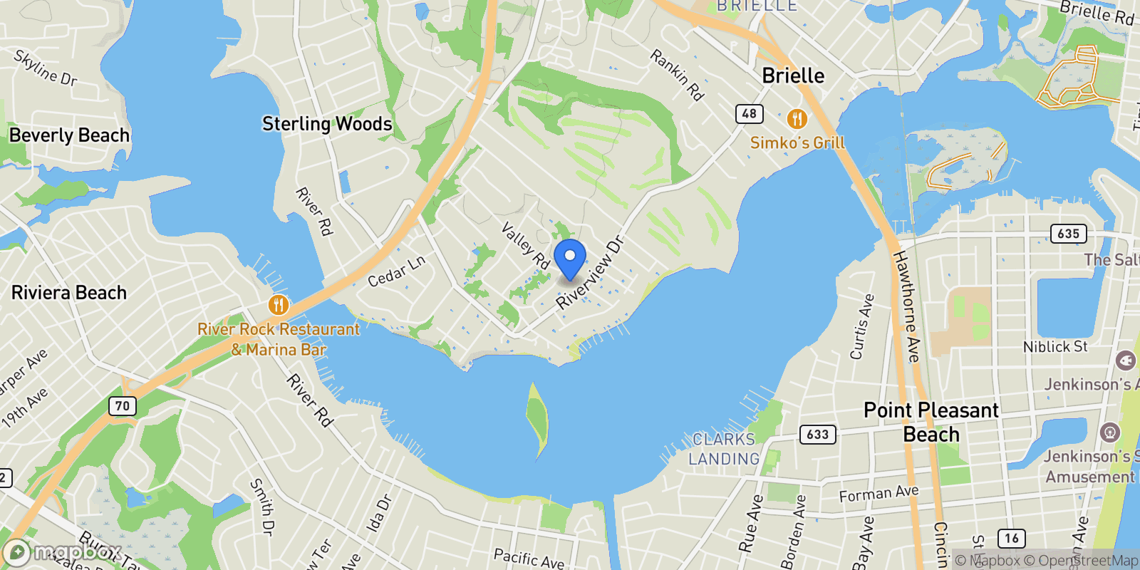 Map showing 917 Riverview Drive, Brielle, NJ 08730, Brielle, New Jersey, United States.