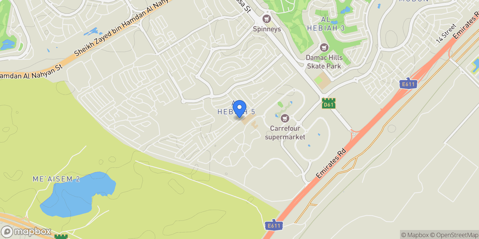 Map showing Santorini, Damac Lagoons, Dubai, Dubai, United Arab Emirates.