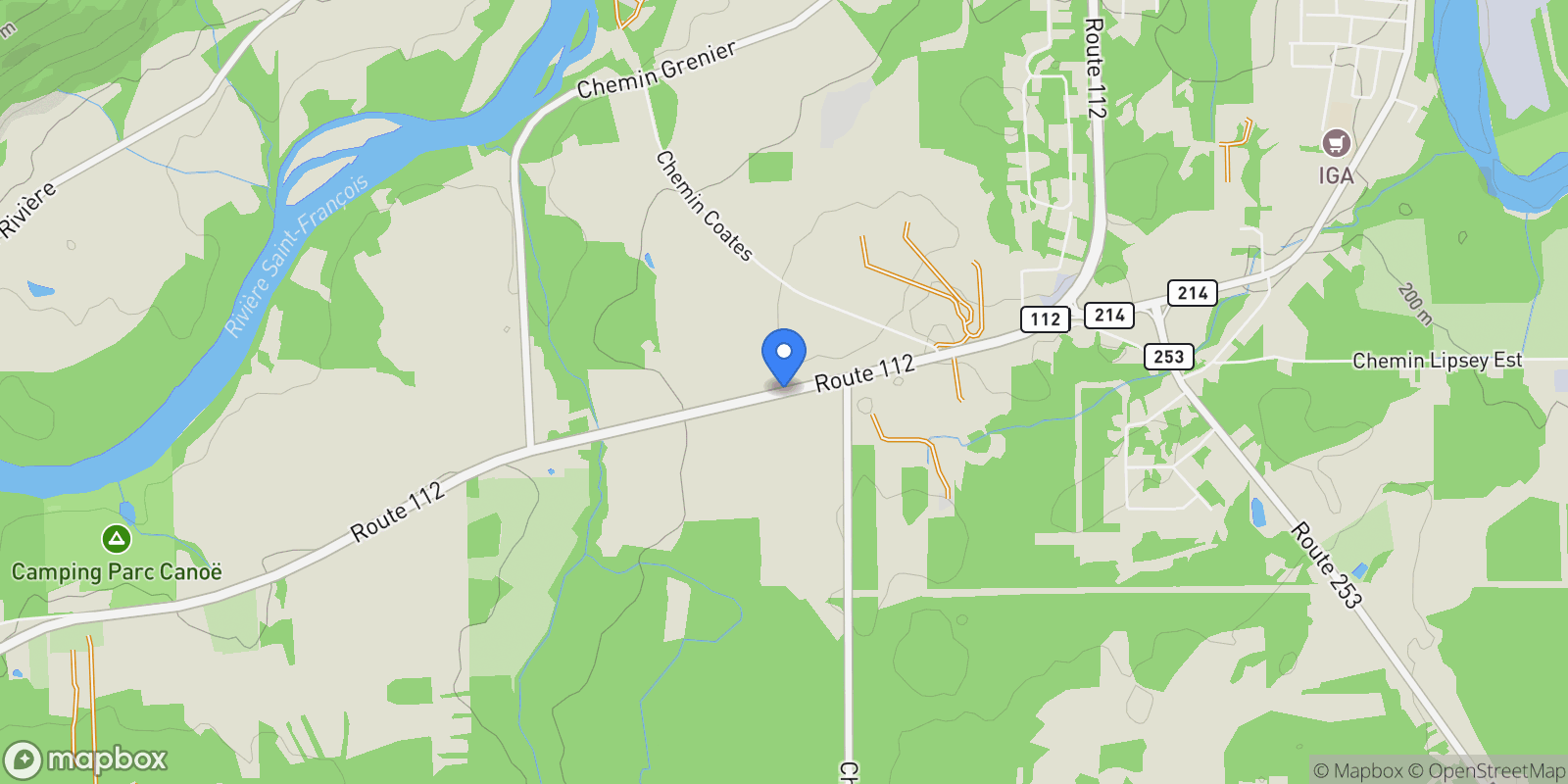 Map showing 1231Z 1233Z Route 112, East Angus, Quebec, Canada.