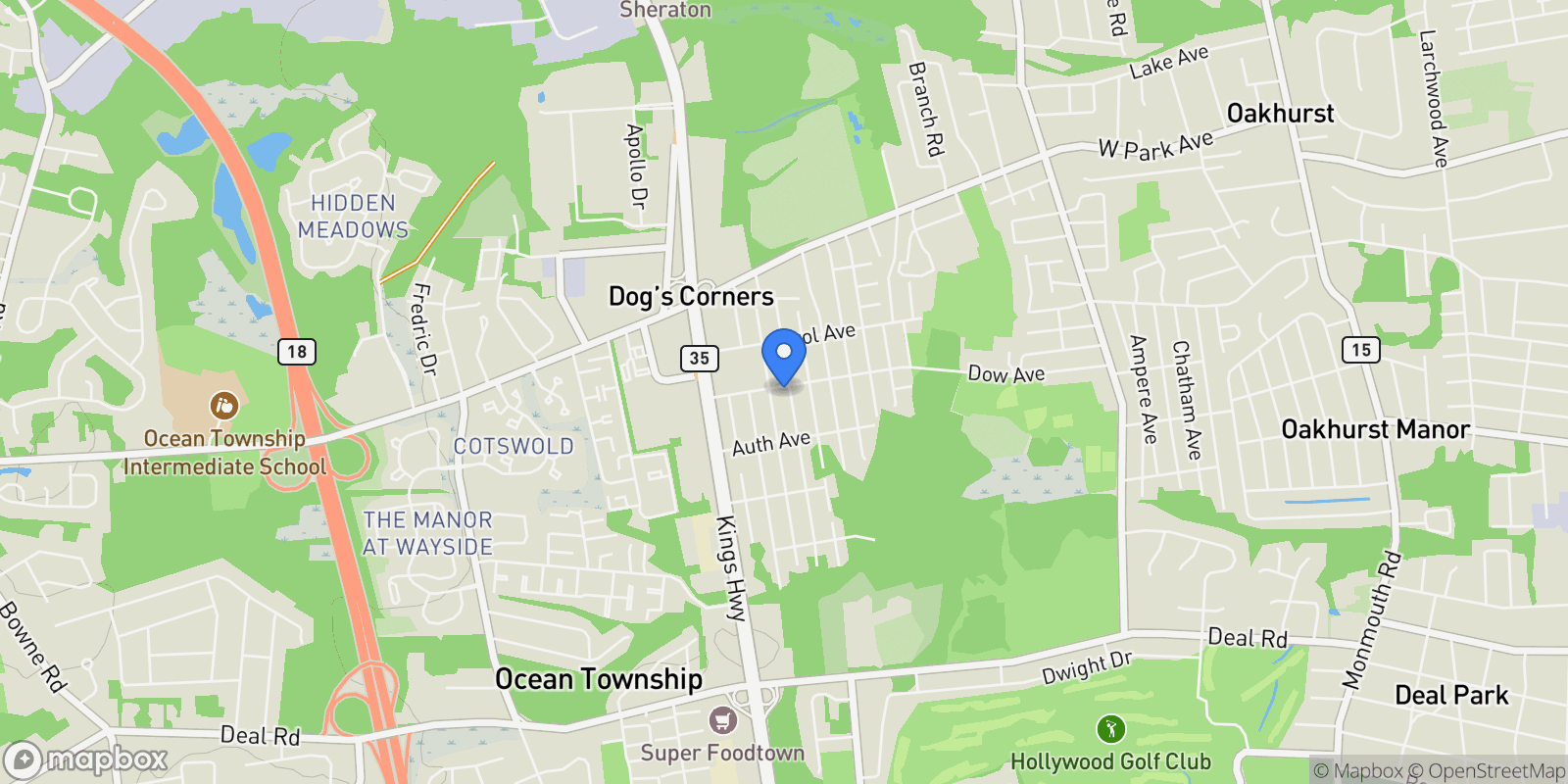 Map showing 710 Dow Avenue, Ocean Township, NJ 07755, 07755, New Jersey, United States.