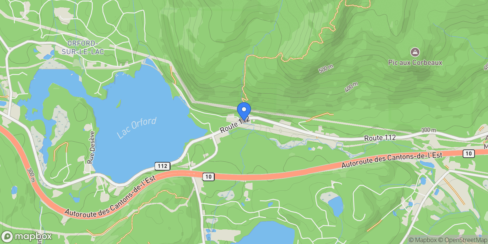 Map showing 1231 1233 Route 112, Austin, Quebec, Canada.