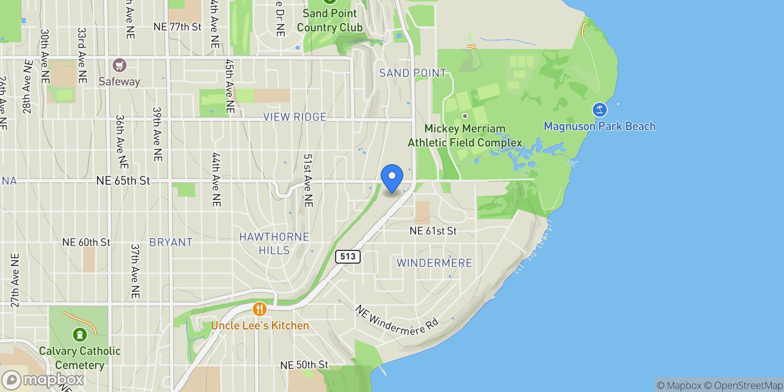 Map showing 6423 Sand Point Wy NE , Seattle, WA 98115, Seattle, Washington, United States.