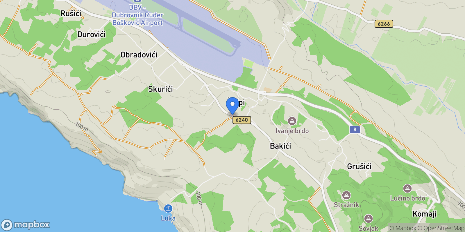 Map showing Čilipi, Croatia, Cilipi, Dubrovnik-Neretva County, Croatia.