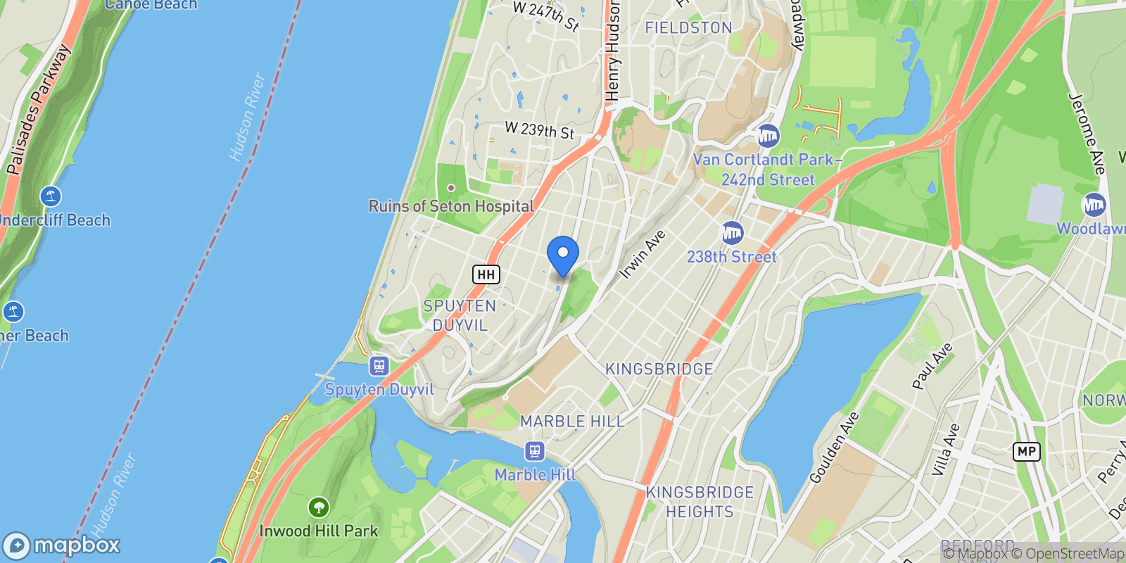 Map showing 3135 Johnson Avenue 16C, Bronx, NY 10463, New York, New York, United States.