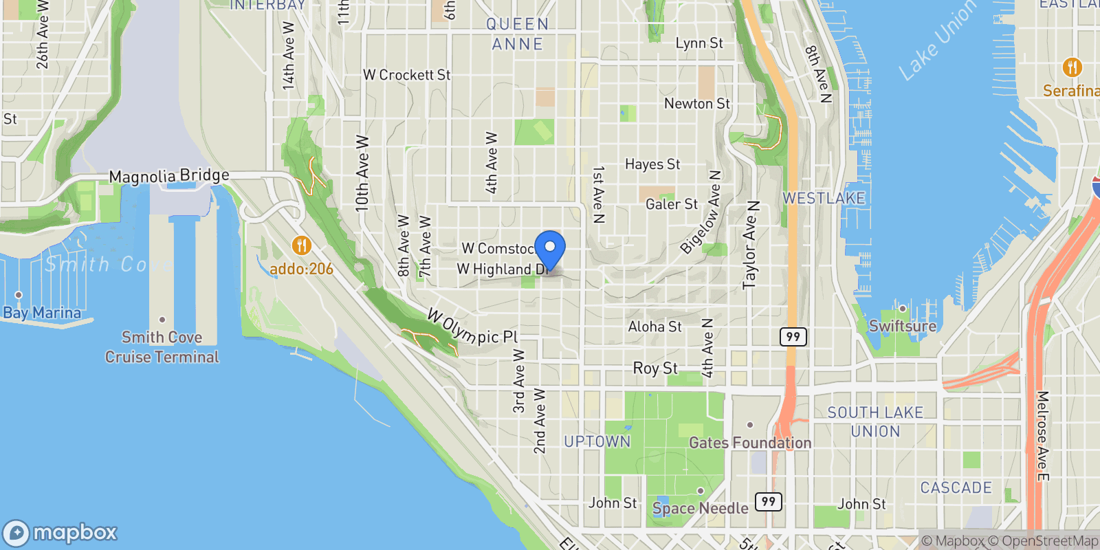 Map showing 111 W Highland Dr Unit #9E & 9W, 1C , Seattle, WA 98119, Seattle, Washington, United States.