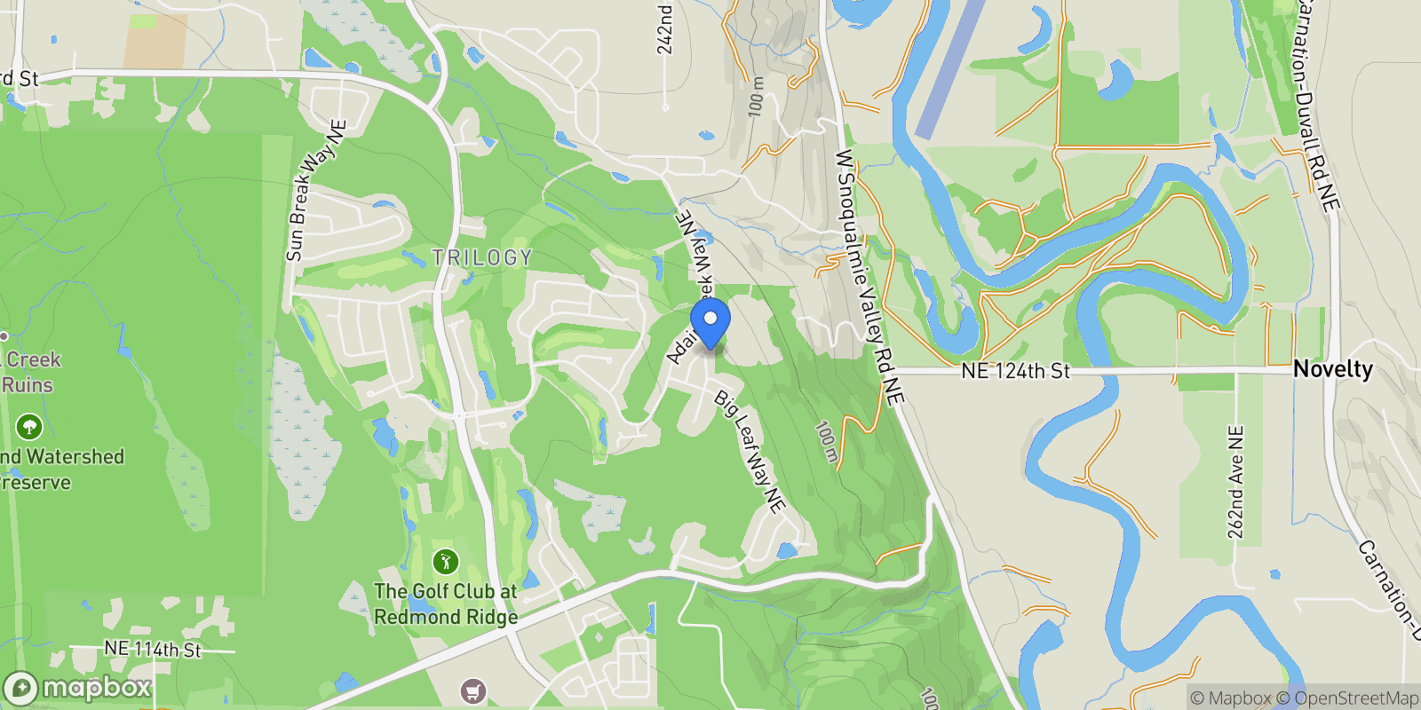 Map showing 12438 243rd Place NE , Redmond, WA 98053, Carnation, Washington, United States.