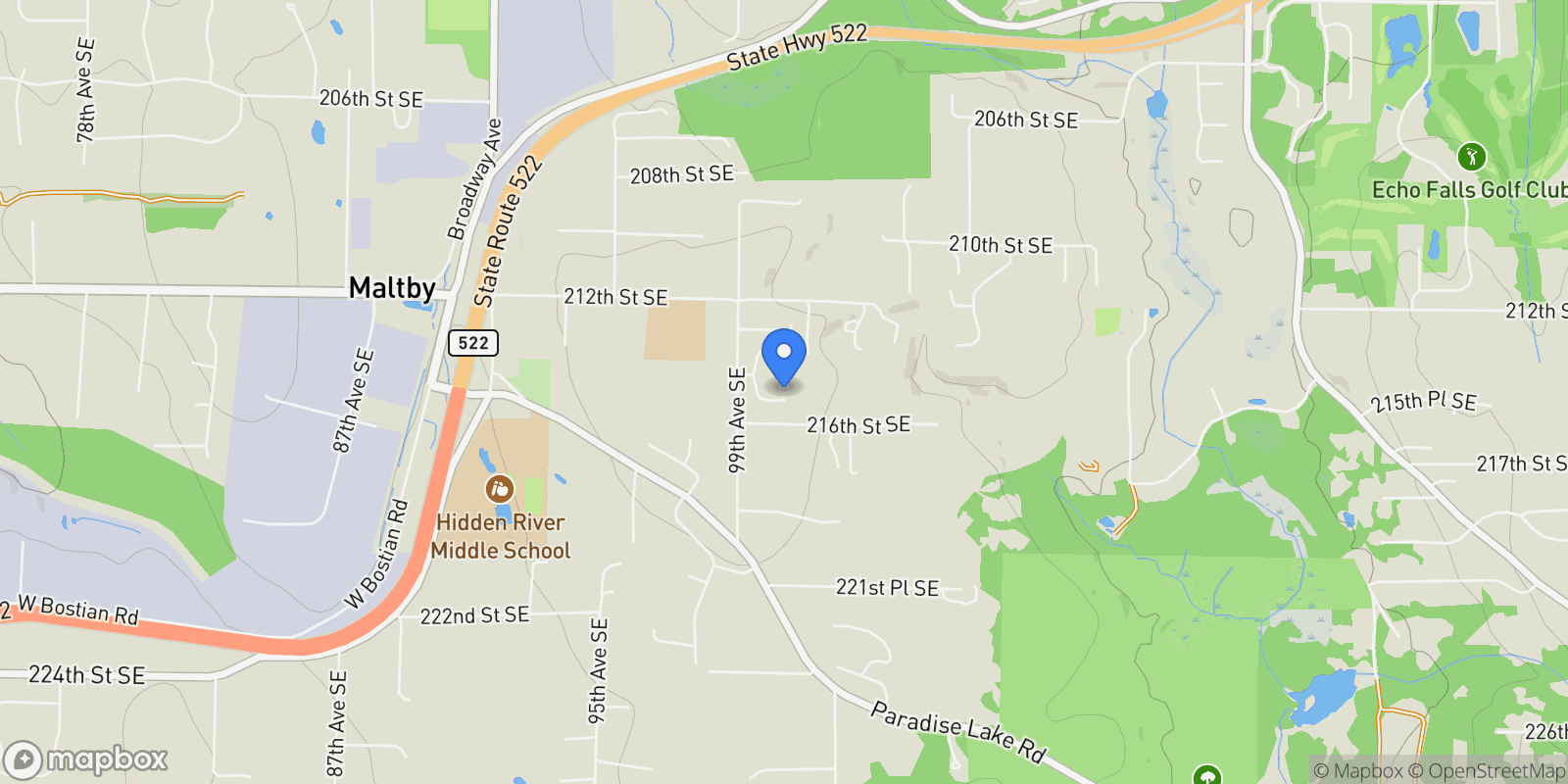 Map showing 10019 215th Place SE , Snohomish, WA 98296, Snohomish, Washington, United States.