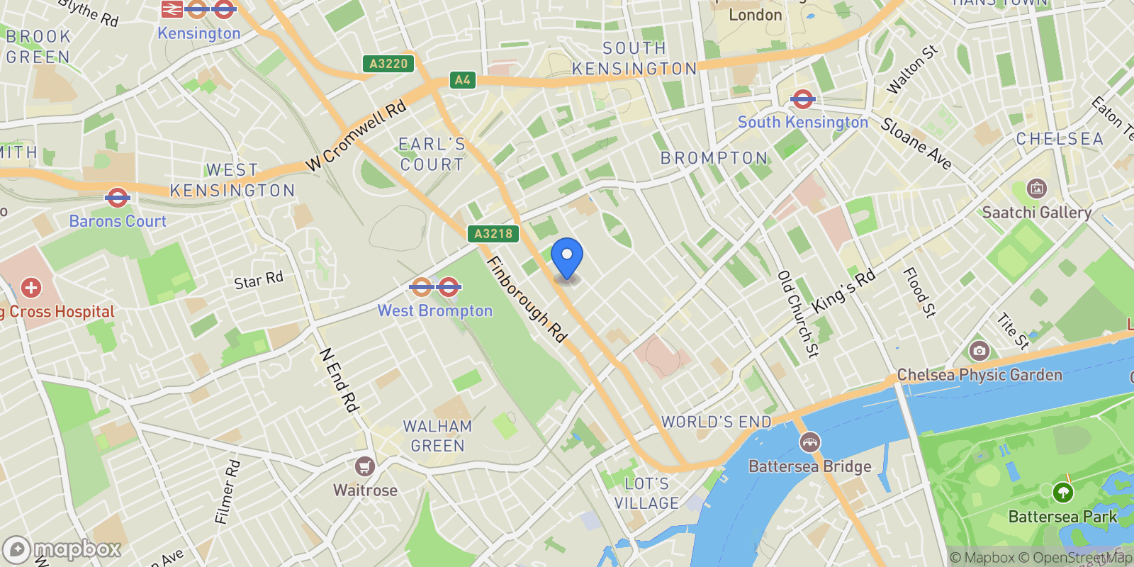 Map showing Bolton Gardens, London, England, United Kingdom.
