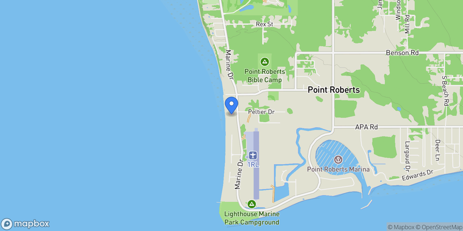 Map showing 581 Marine Dr , Point Roberts, WA 98281, Point Roberts, Washington, United States.