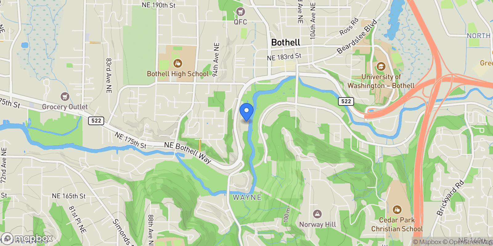 Map showing 17432 Bothell Wy NE Unit #B-106 , Bothell, WA 98011, Bothell, Washington, United States.