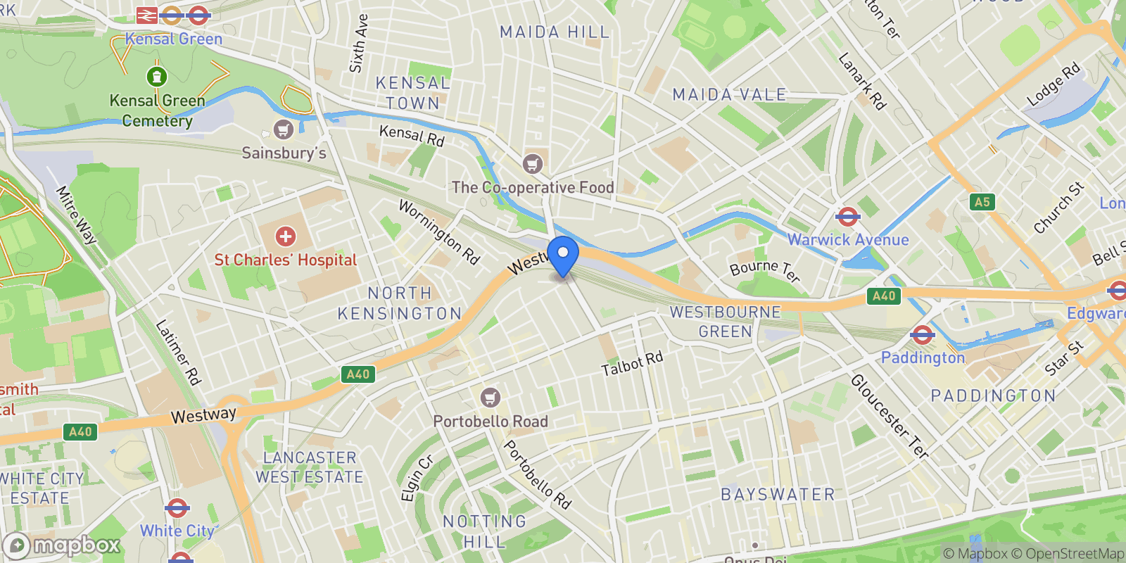 Map showing Talbot Road, London, UK, W2, London, England, United Kingdom.