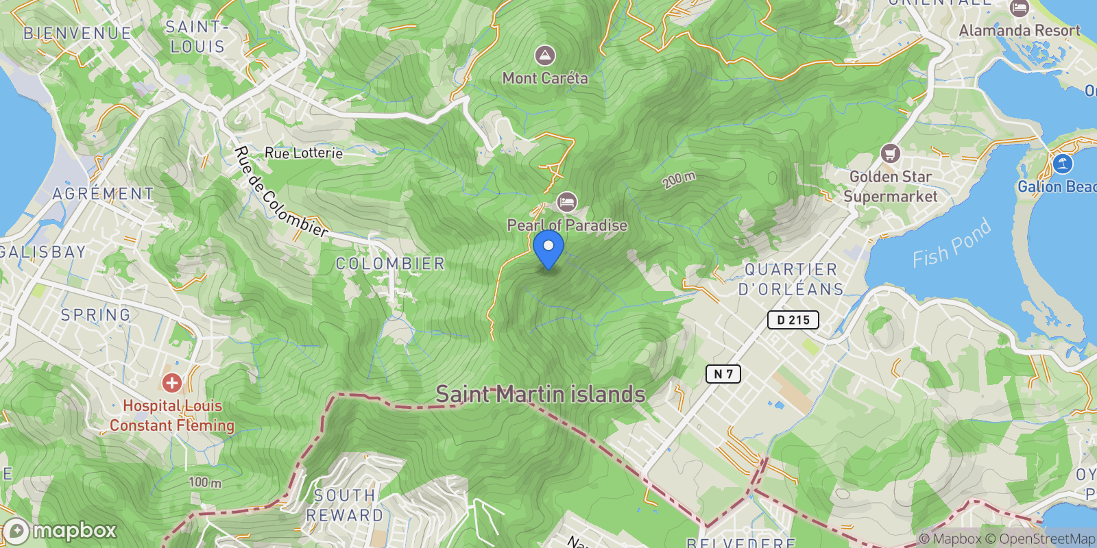 Map showing Colombier, Collectivity of Saint Martin, Saint Martin.