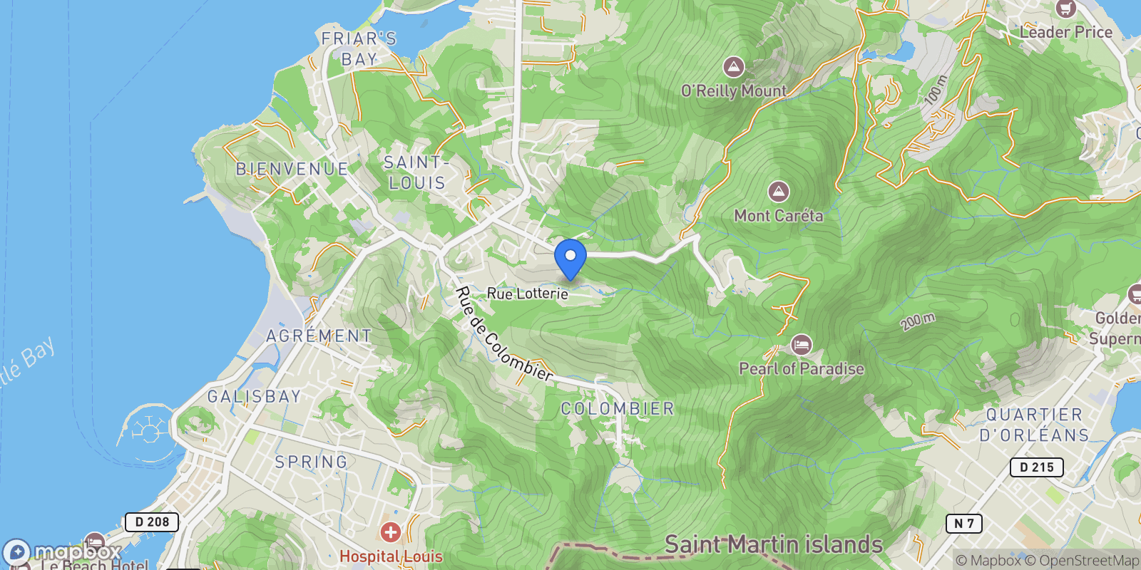 Map showing Rambaud, Collectivity of Saint Martin, Saint Martin.