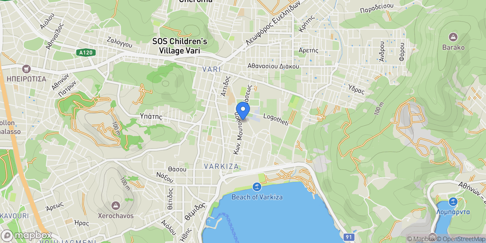 Map showing ATTICA, Vari, Attica, Greece.