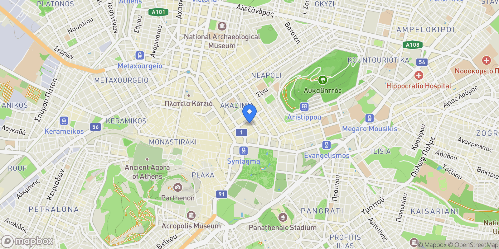 Map showing ATTICA, Sunoikia Kolonakiou, 1st District of Athens, Athens.