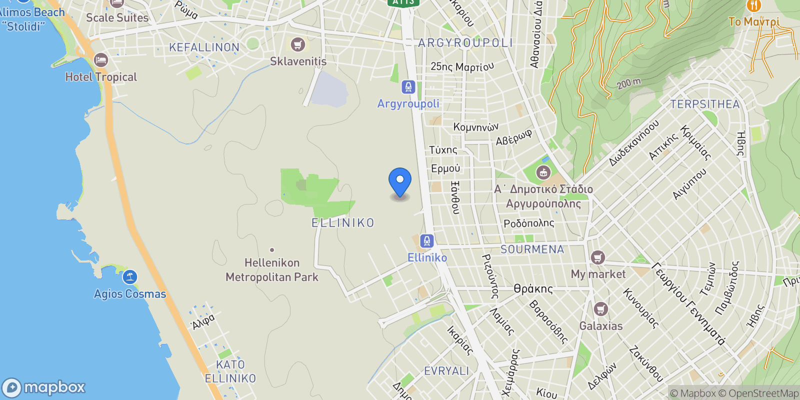 Map showing ATTICA, Elliniko, Attica, Greece.