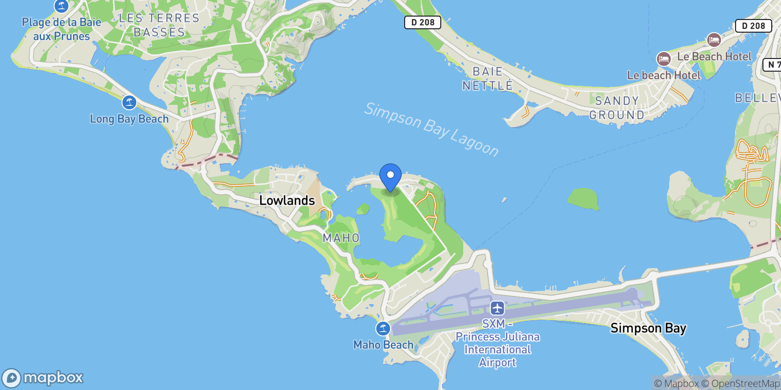 Map showing Simpson Bay, Sint Maarten.