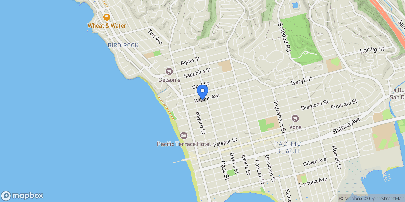 Map showing 4944 Cass St 604, San Diego, California, United States.