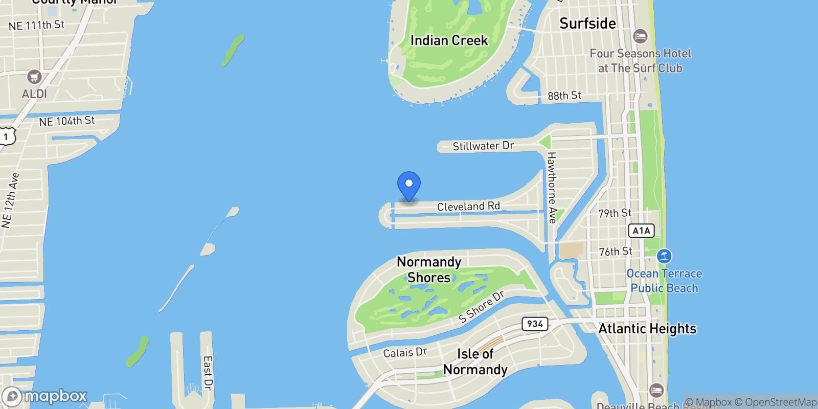 Map showing 1825 Cleveland Rd, Miami Beach, Florida, United States.
