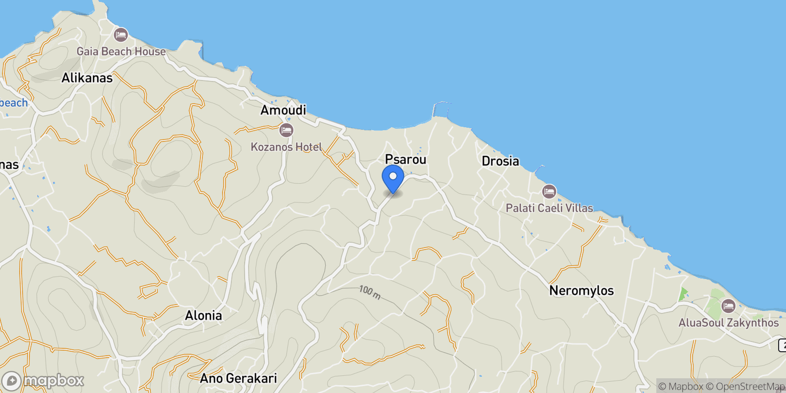 Map showing Psarou 291 00, Greece, Mesou Gerakariou, Alykes, Greece.