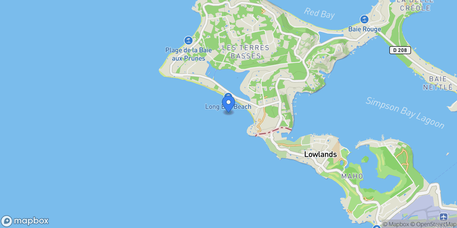 Map showing Les Terres Basses, Collectivity of Saint Martin, Saint Martin.