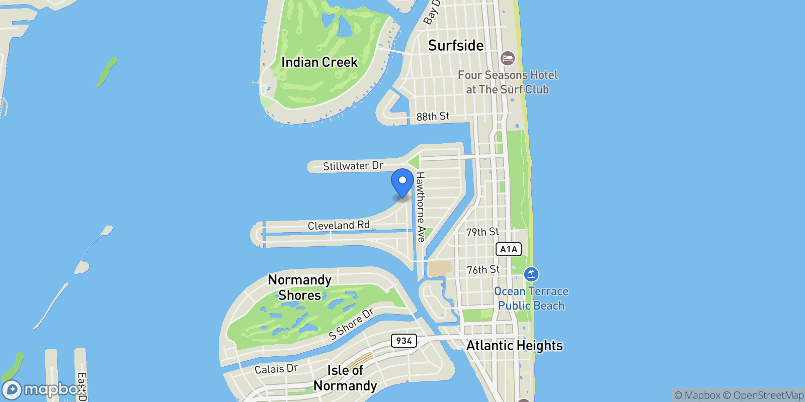 Map showing 1165 N Biscayne Point Rd, Miami Beach, Florida, United States.