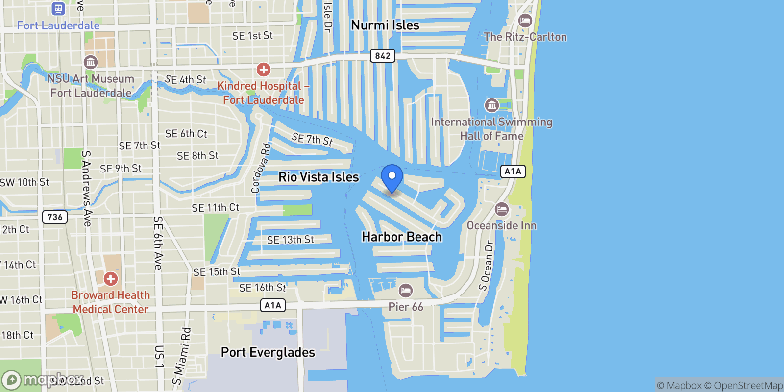 Map showing 14 N Isla Bahia Dr , Fort Lauderdale, FL 33316, Fort Lauderdale, Florida, United States.