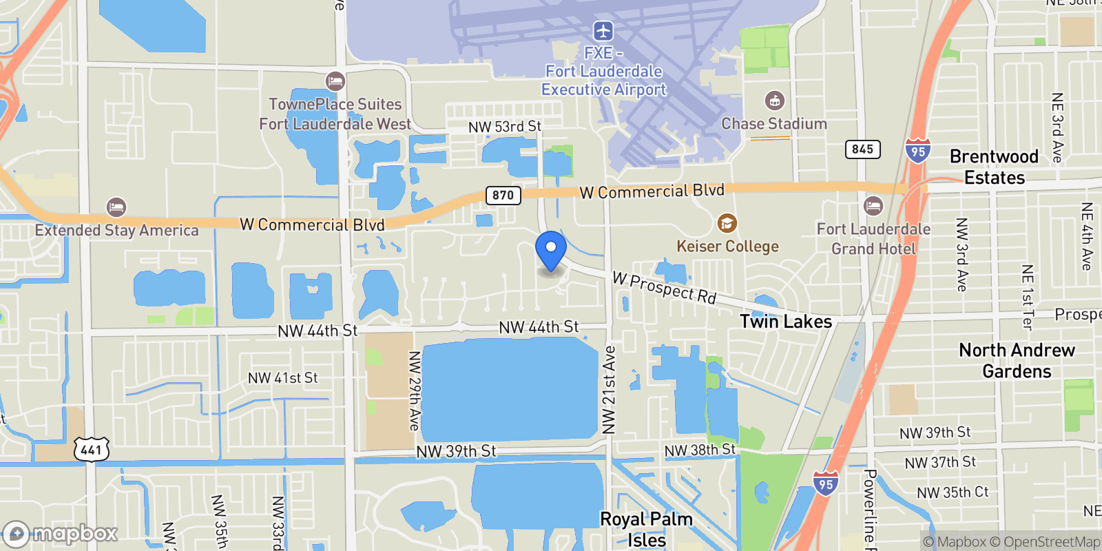 Map showing 2340 Rollingwood Ct , Oakland Park, FL 33309, Fort Lauderdale, Florida, United States.